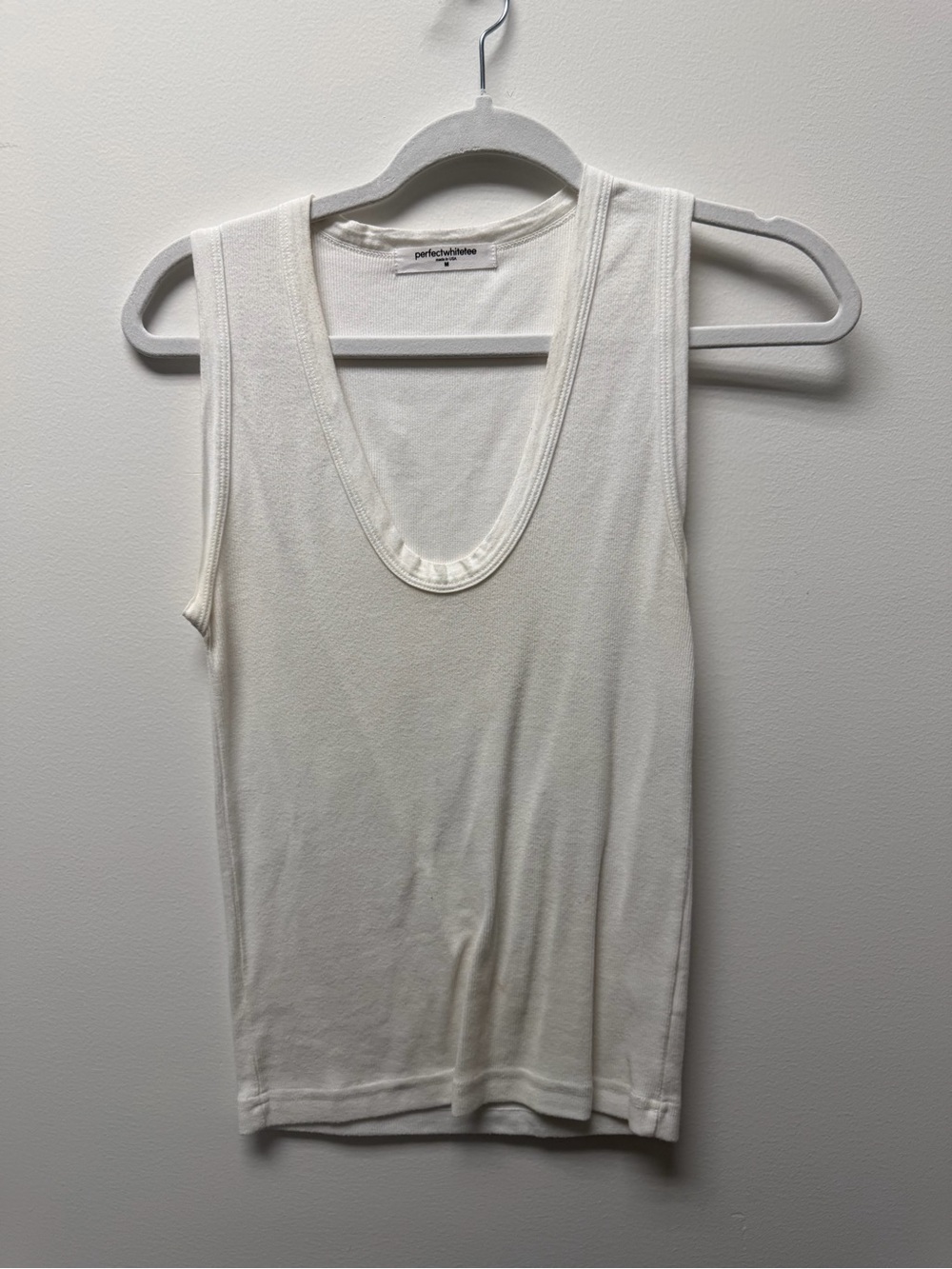 perfectwhitetee Off-White Ribbed Scoop Neck Tank